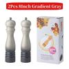 Wooden Manual Salt Pepper Grinder Set Spice Shaker Gradient Color Pepper Mill With Strong Adjustable Ceramic 6/8inch Grinder