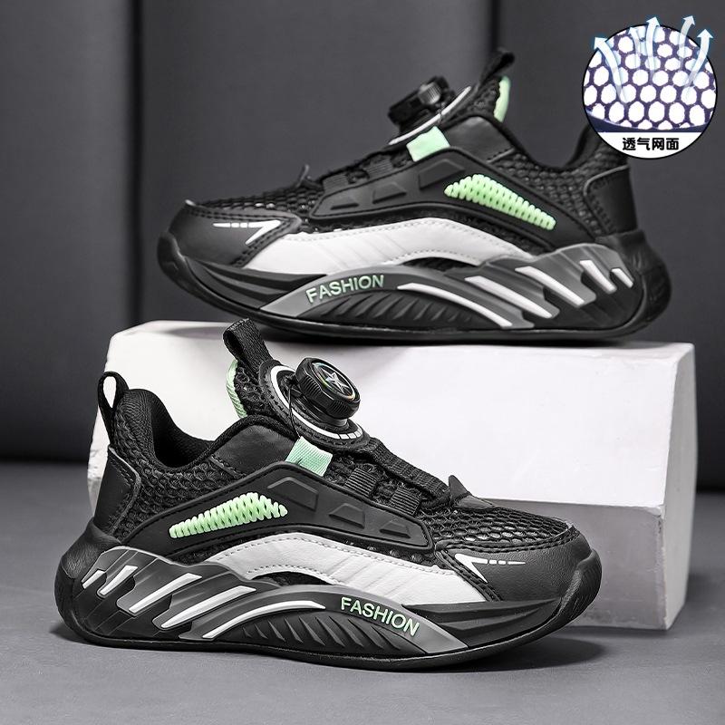 

Children s shoes Boys sports shoes 2025 new summer soft-soled running shoes Medium and older children s rotating buckle sneakers 39