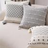 Throw Pillow Boho Soft Cotton Pattern And Tassels Pillow Cover With Braided Rope Textured Striped Woven Tufted Cushion Case