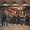 2D Western Biker Bar Banner Cozy Tavern & Live Guitar Party Background