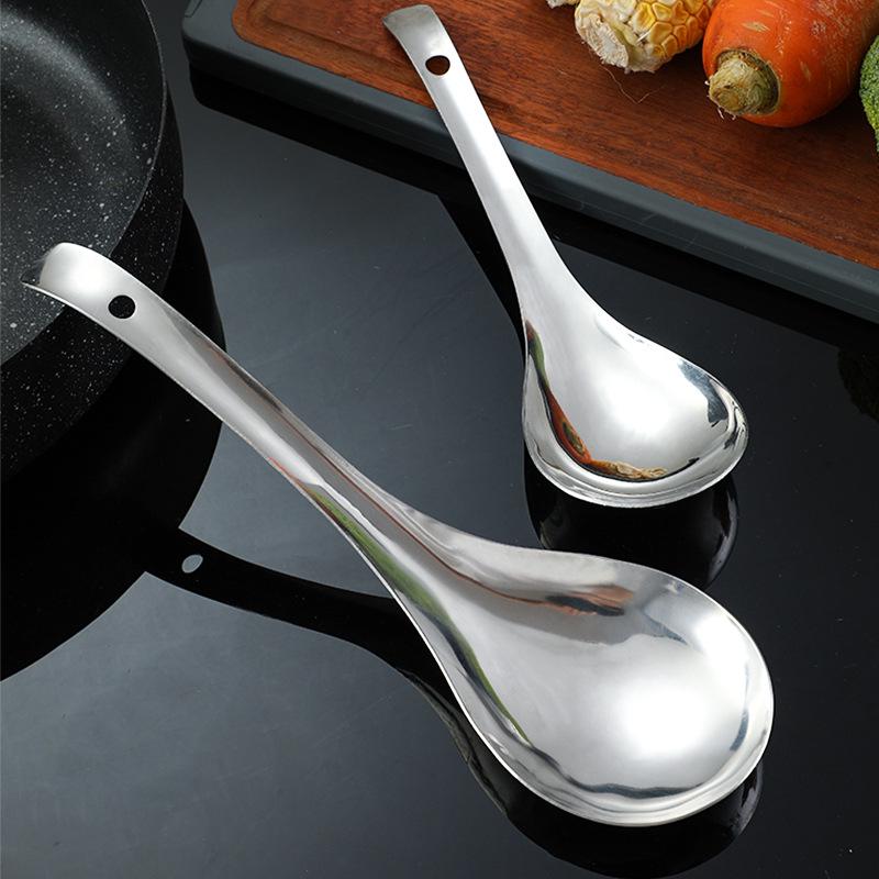 Large Stainless Steel Soup Ladle & Serving Spoon for Rice, Porridge, and Kitchen Use