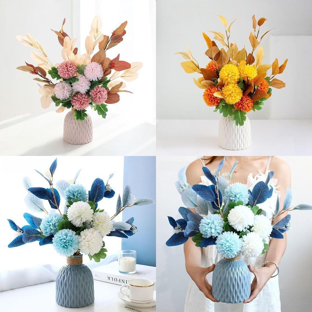 Artificial Faux Hydrangea Flowers With Vase For Garden Party Wedding Decoration