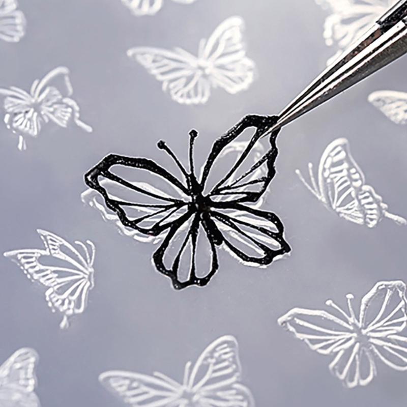 Silicone Nail Art Mold Accessory Mold Nail Decorative Mold Butterfly Shape Silicone Texture for Various Nail Types