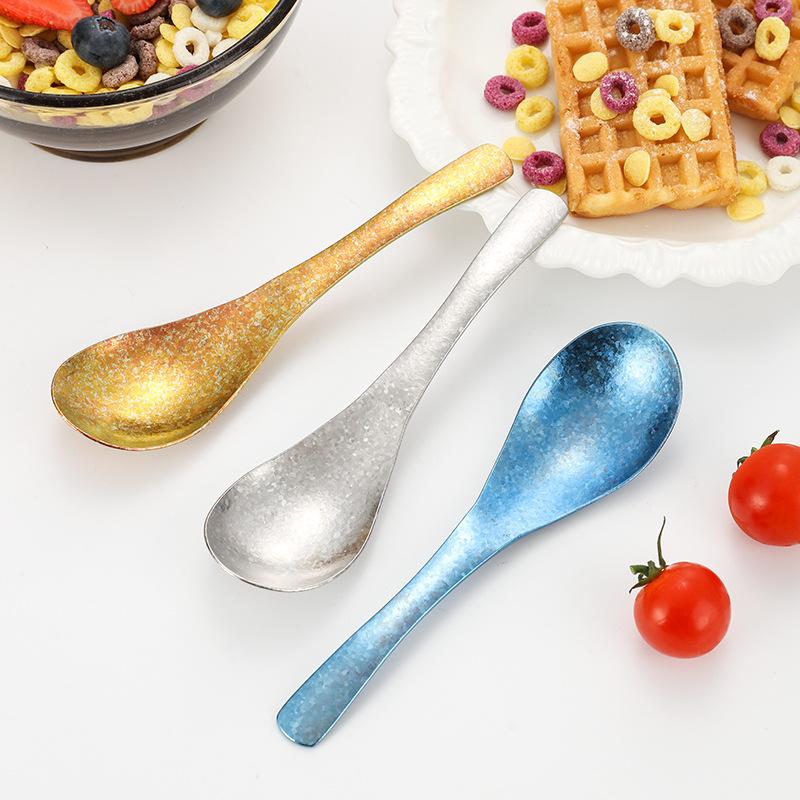 Titanium Soup Spoon for Household Outdoor Ice Flower Spoon