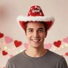 Wide Brim Cowgirls Top Hat Warmer Valentine's Day Party Hat Adjustable Red Heart Cowboy Cap  Men