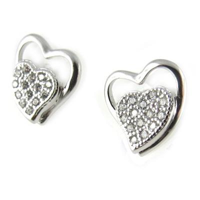 [L1822] - Silberne 'Love' Ohrringe Silberweiß (rhodiniert) - 10x9 mm