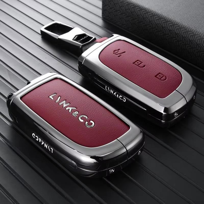 New Zinc Alloy Leather Car Remote Key Case Cover Fob Protector Shell For Lynk&Co Z20 Z10/Lynk&Co 02 01 Auto Interior Accessorie