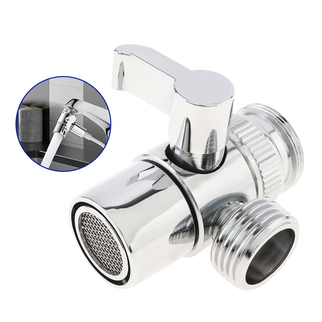 Brass Faucet Diverter Adapter or Sink Faucet Connection Shower Hose / Garden Hose / Portable Washing Machine Chrome with Aerator