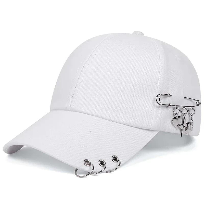 Unisex Stern Eisenring Baseballkappen Frühling und Herbst Outdoor Verstellbar Lässige Hüte Hip Hop Hut Sonnenschutzhut Sportkappe white
