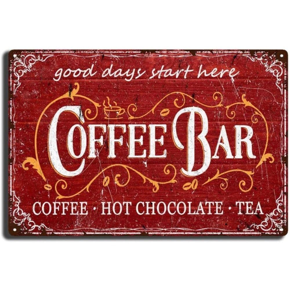 Vintage Coffee Tea Hot Chocolate Metal Tin Sign Cafe Bar Kitchen Gift for Coffee Lovers Christmas