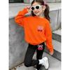 Girls' Cherry Bow Casual Comfortable Soft Loose Pullover Sweatshirt and Leggings 2-Piece Set, New Autumn/Winter, Playful, Sweet and Cool Style