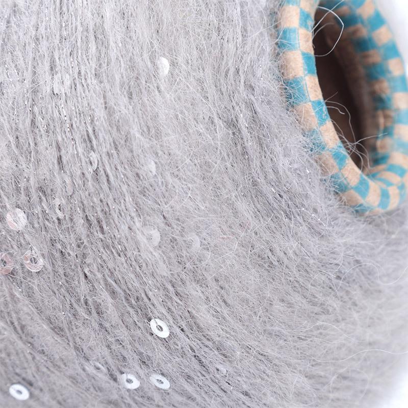 300g Soft Natural Colorful Plush Mohair Sequin Yarn for Knitting Ice Silk Metallized Yarn Weave Crochet Sewing Thread