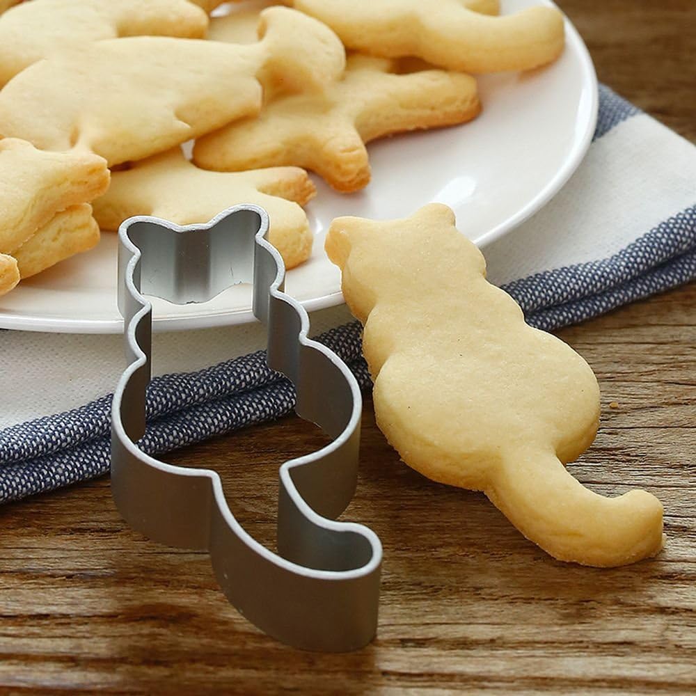 5 PCS Cute Cat Shaped Cookie Cutter Set Stainless Steel Cat Cookie Cutter Cat Shaped Cookie Molds for DIY Baking Cake