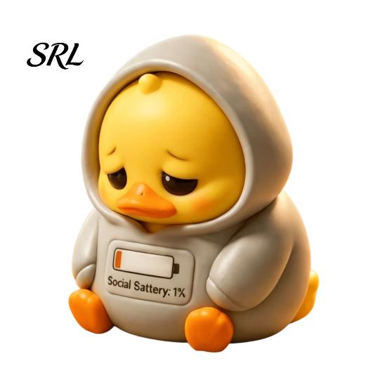 Fun Car Patrol Duck Ornament 3D Printed Sad Yellow Figurines, Cute Tired Worker Resin Small Desktop for Migrant Workers Desk Ornaments Home