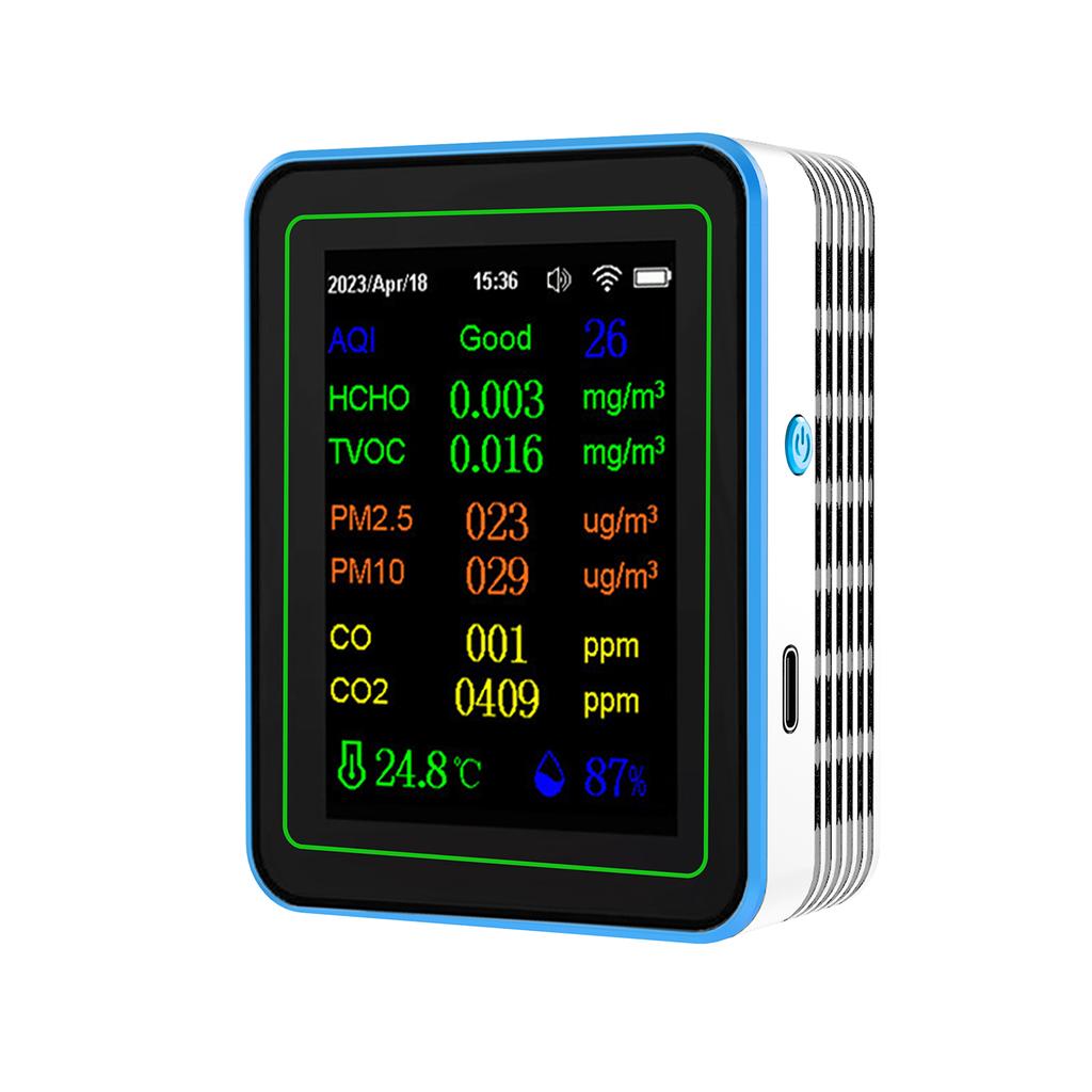 WiFi 12 In 1 Air Quality Detector Carbon Dioxide Detector with Time Date Display AQI PM2.5 PM10