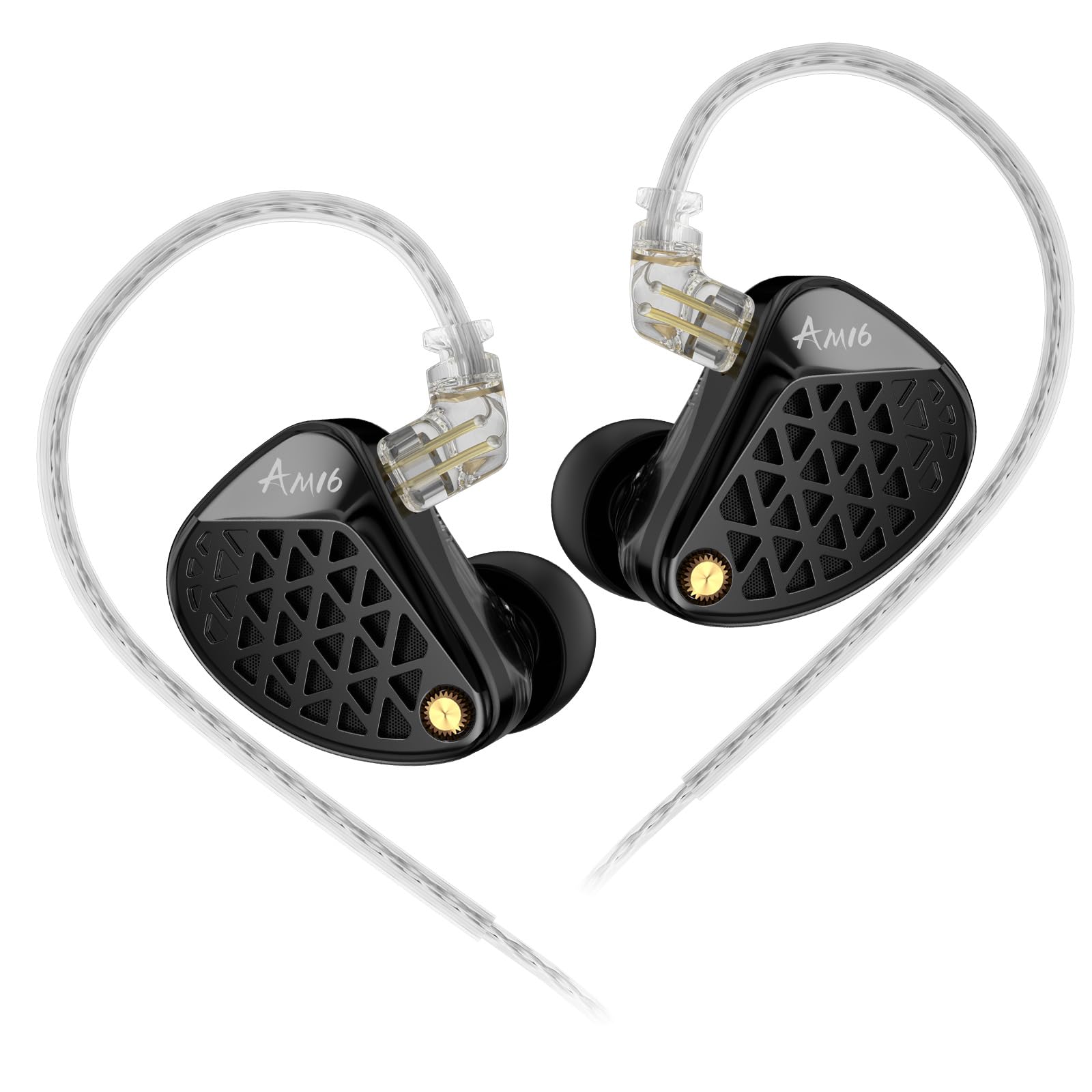 

Wired Earphones with 16BA Two Sound Quality Versions Detachable Audio High Noise Isolation HiFi Earphones KZ-AM16 Engine, (Balanced/Bass Enhanced), чорний