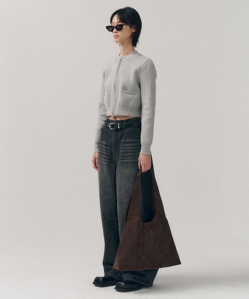 Minav Margaret Suede Shoulder Bag [Dark Brown]