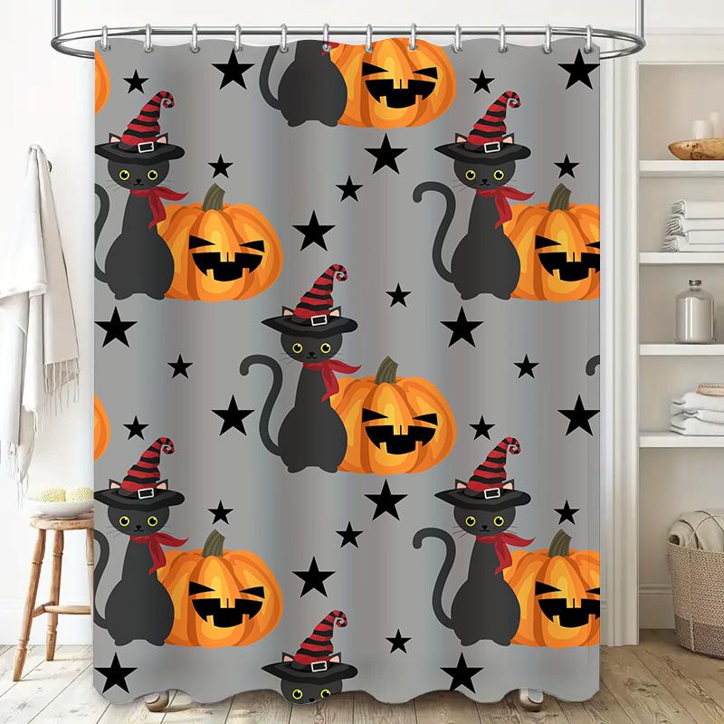 1Pchalloween Pumpkin Bat Curtain For Bathroom Kids Baby Girls Room Decoration Shower Curtain