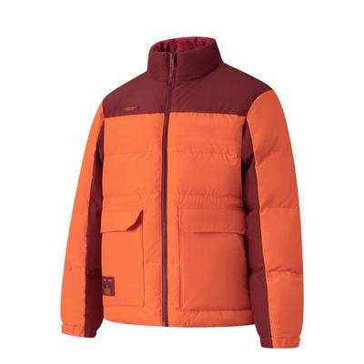 Sport Fashion Series Stand Collar Zipper Warm Letter Long Sleeve Down Jacket Men Outerwear Bright-Orange AYMU531-7