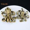 Octopus Ornament Tabletop Retro Alloy Octopus Squid Figurine Solid Metal Collectible Octopus Statue for Home Office Car Decor