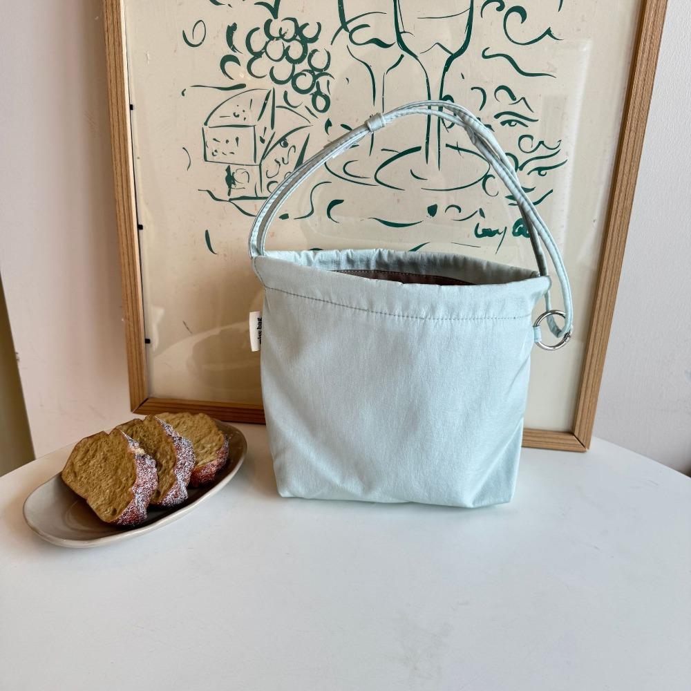 Large Capacity Drawstring Tote Bag Solid Color Cloud Bag Reusable Canvas Shoulder Bag  Work