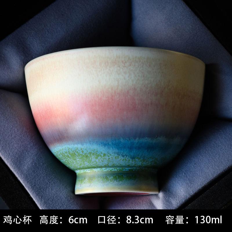 Ceramic Tasting Tea Cup Large Kung Fu Tea Cup Kiln Change Master Cup Retro Ink Wind Drinking Tea Personal Cups