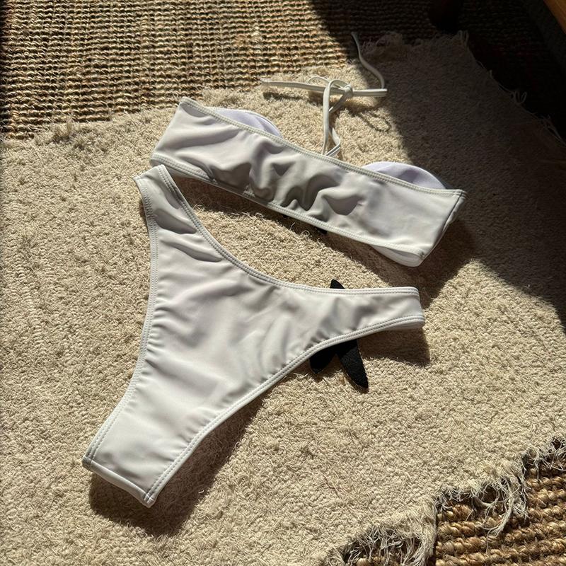 2 st/set 2025 Mode Sexig Baddräkt Dam Bikiniset Triangel Badkläder Snörning Strandkläder Trosa Monokini