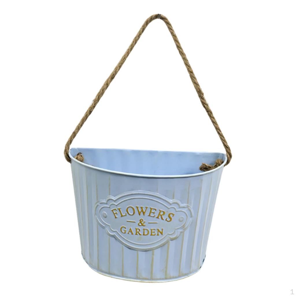 Creative Semi-circular Hanging Flower Pot Wall Planter with Rope for Home Decor Housewarming
