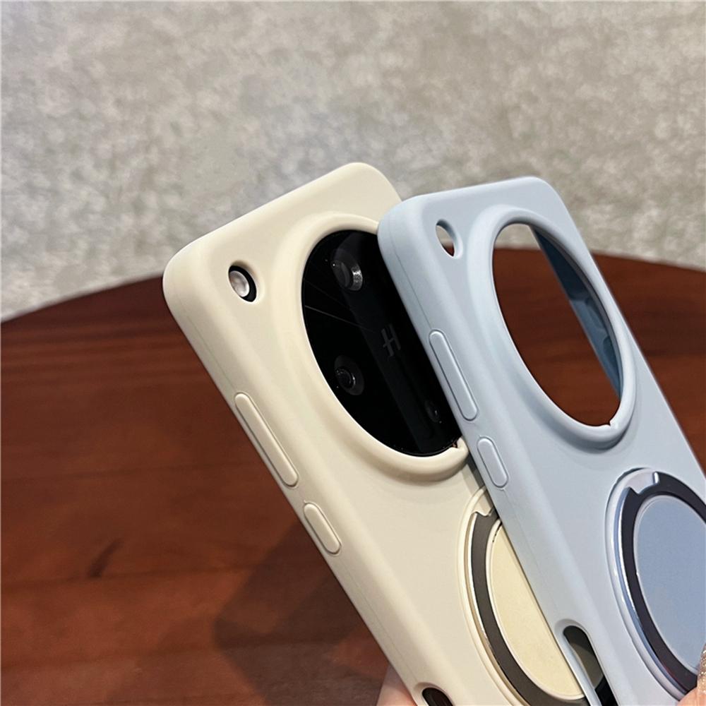 For Oppo Find X8 Ultra 5G Magnetic Case Rotating Kickstand Liquid Silicone PC Phone Cover Skin Touch