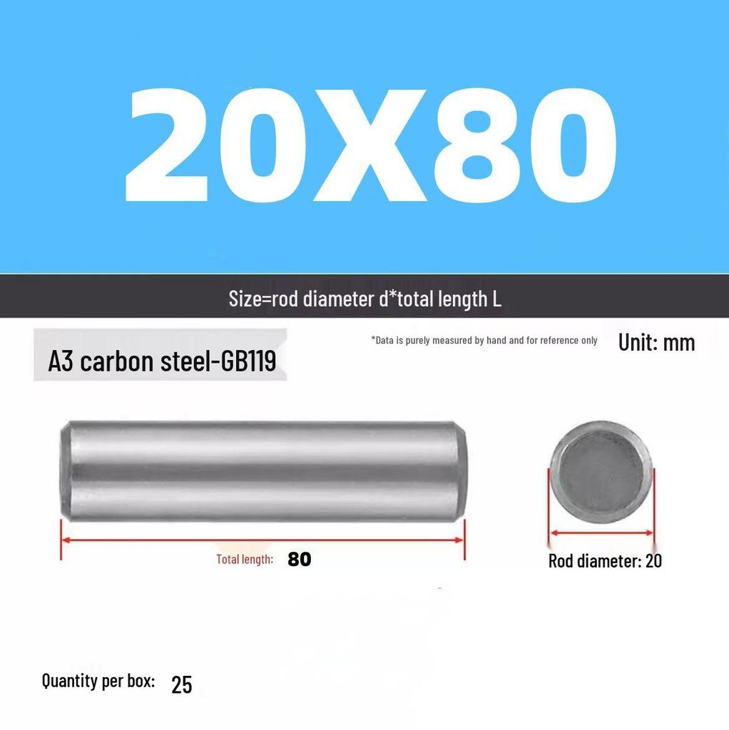 Cylindrical Dowel Pin, GB119, A3, Natural, M16-M20 Specifications Complete
