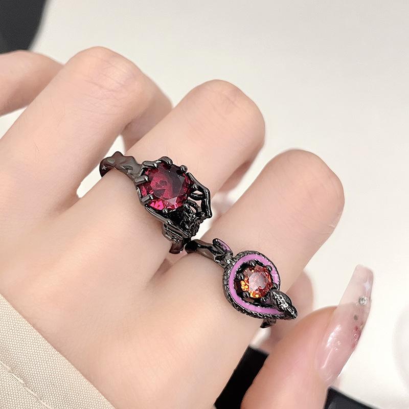 Dark Personality Snake Spider Retro Open Ring Set Cold Wind Jewelry Niche Design Ring Woman