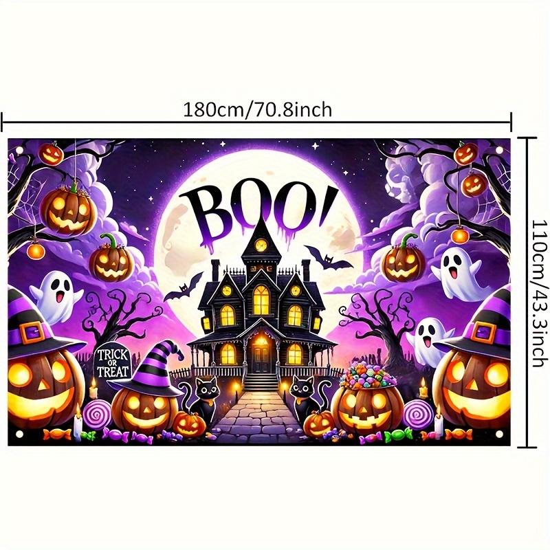 1 piece 2D flat Halloween decoration banner - polyester material - eerie Halloween happy banner