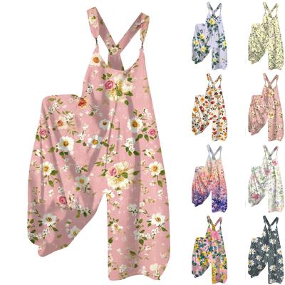 Γυναικεία Καλοκαιρινή Φόρμα Ολόσωμη Φλοράλ Μοτίβο Vintage Jumpsuit (Μη ρυθμιζόμενοι ιμάντες)