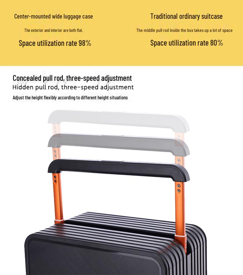 26" Wide Pull Rod Luggage: 20" Lightweight Female Carry-on Suitcase with Silent Wheels and Password Lock.