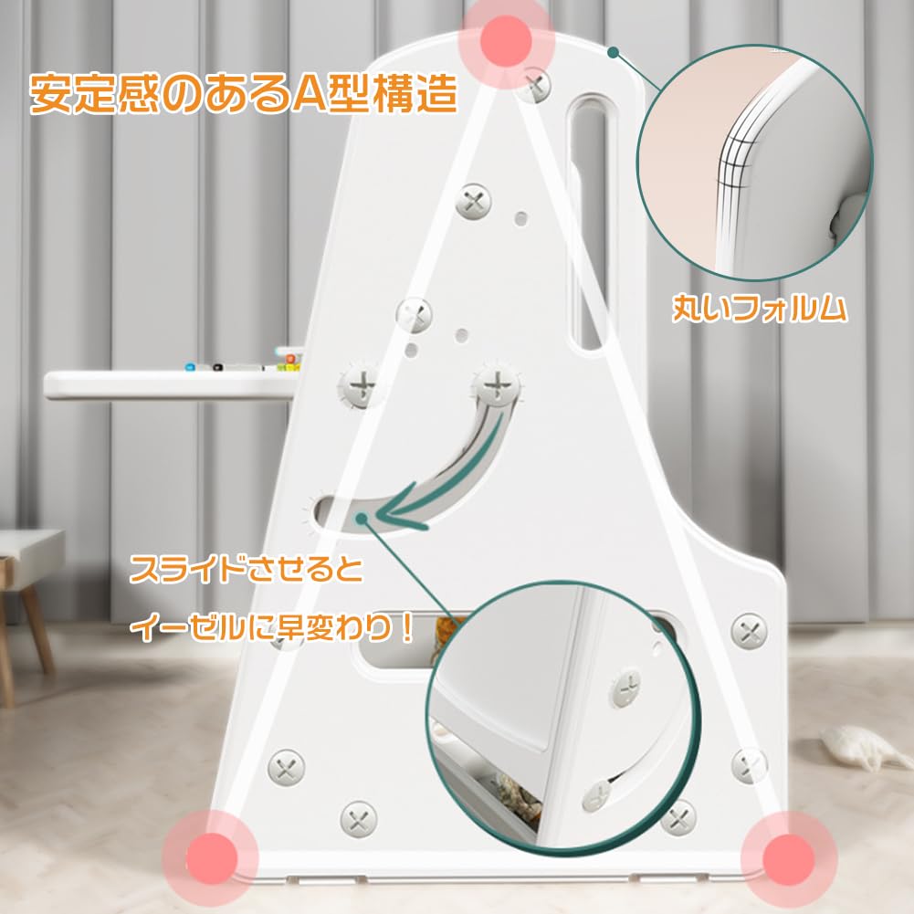 Jumei Drawing Board Kids Desk with Easel Large Table Chair Picture Book Shelf Educational Desk with Storage Stylish Lightweight Compact Picture Book
