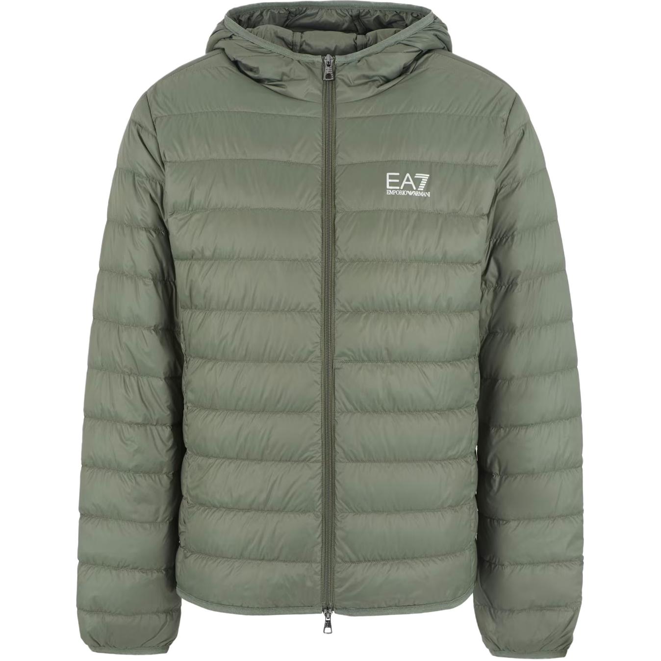 Emporio Armani Мужская зеленая пуховая куртка с капюшоном и молнией EA7 с принтом логотипа, длинный рукав, верхняя одежда 8NPB24-PNGPZ-1846 XXL