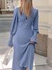 V-neck Slim Fit Women's Dress Chiffon A-line Dress