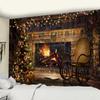 Home Decoration Christmas Tapestry Christmas Tree and Fireplace Home Printing Wall Hanging Background Fabric Tapeçaria De Natal