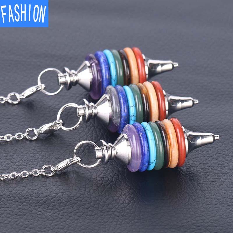Lingdang-Schmuck für Männer und Frauen, Chakra-Dekorationsstil, siebenfarbiger Halbedelsteinkegel