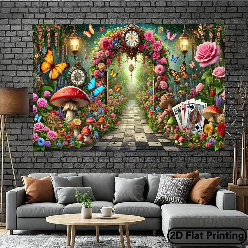 2D Whimsical Wonderland Mushroom & Card Backdrop for Studio & Party