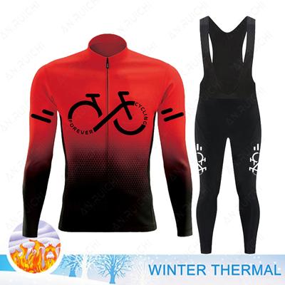 Conjunto de maillot de ciclismo de invierno con forro polar térmico para hombre, ropa de ciclismo para bicicleta de montaña, ropa de ciclismo para equipo de carreras