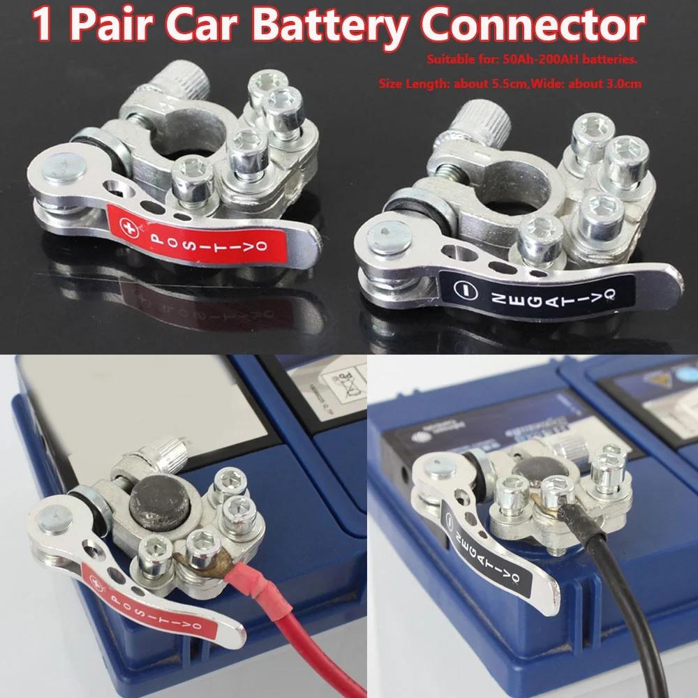 1 Pair Auto Battery Connectors Car Battery Main Cable Post Clamp Terminal Clip(Not Including Battery)