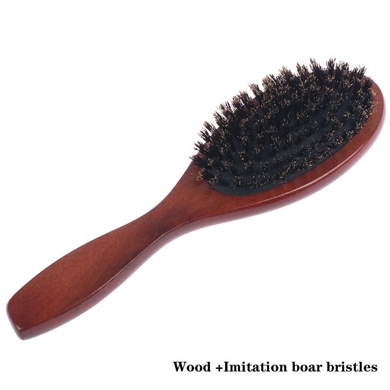 Natural Boar Bristle Hairbrush Massage Comb Anti-static Hair Scalp Paddle Brush Beech Wooden Handle Hair Brush Comb Styling Tool