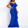 Cross-border INS One-Shoulder Lace Bubble Bead Dress