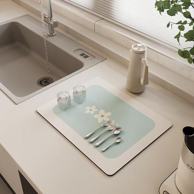 Diatomaceous Earth Quick-Dry Non-Slip Kitchen Mat: Absorbent, Heat-Resistant Washstand Countertop Decor