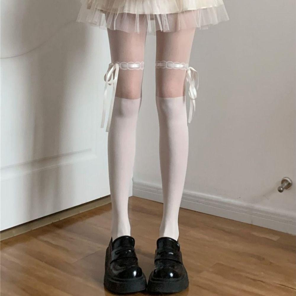 Bowknot Bowknot Pantyhose Hollow Out Long Stocking Fashion Tights Stock  Summer Autumn