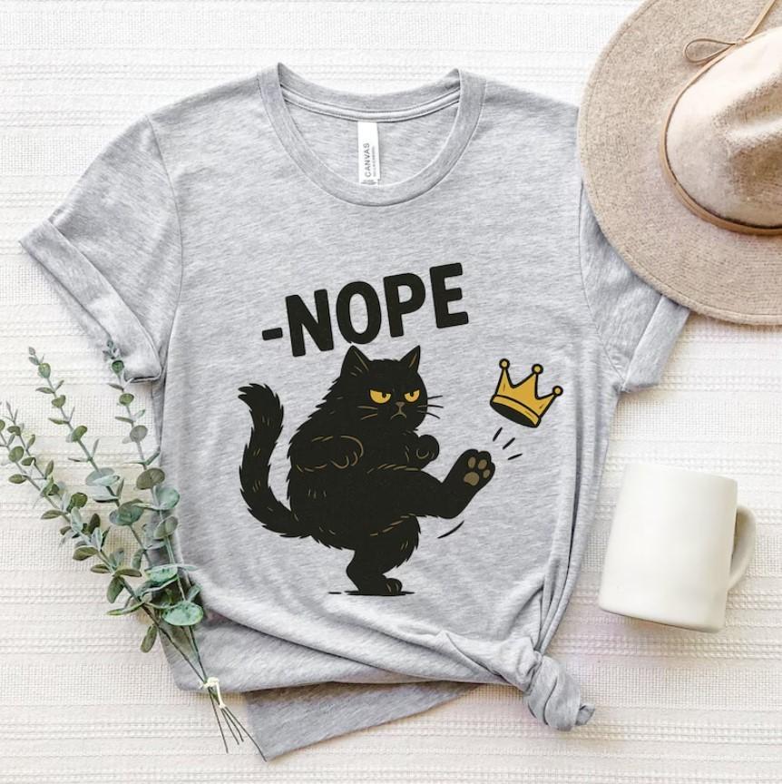 No Kings in America Black Cat Shirt No Kings Shirt Funny Political Meme TShirt XXXXL