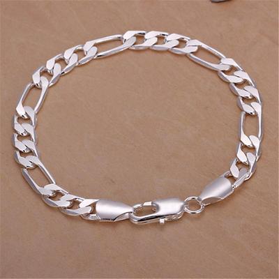 6mm NK Hip-Hop Fashion Silver-Plated Flat Bracelet for Men and Women