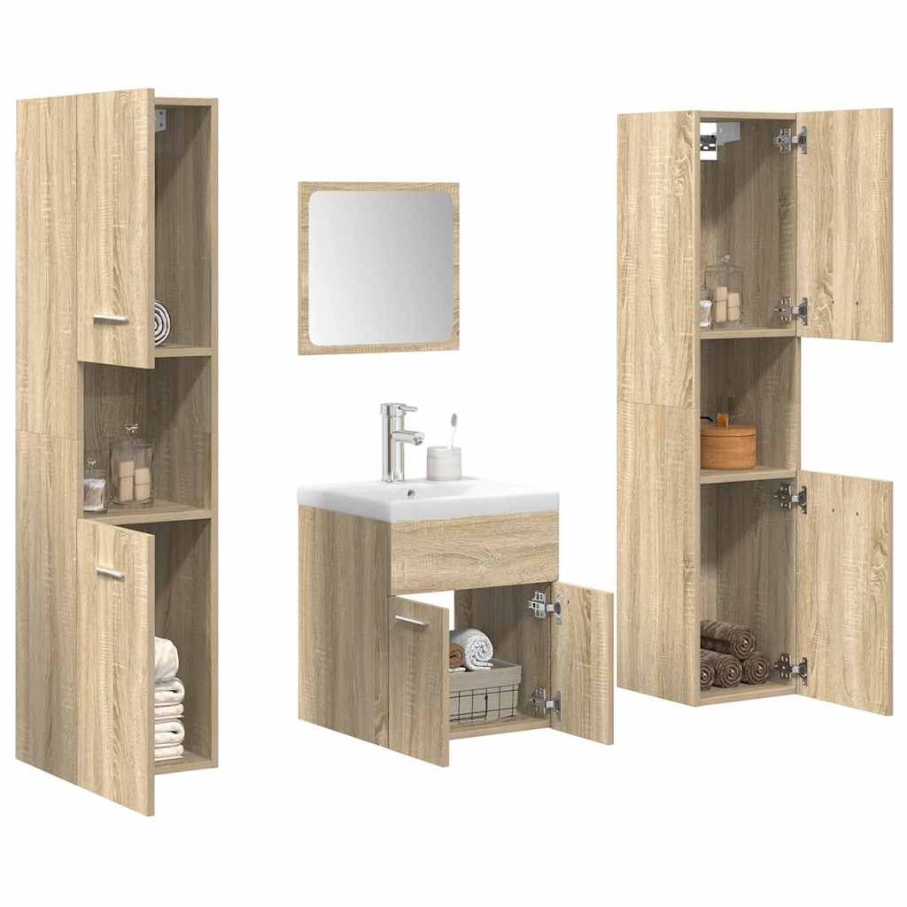 5 Piece Bathroom Furniture Set in Sonoma Oak Particleboard