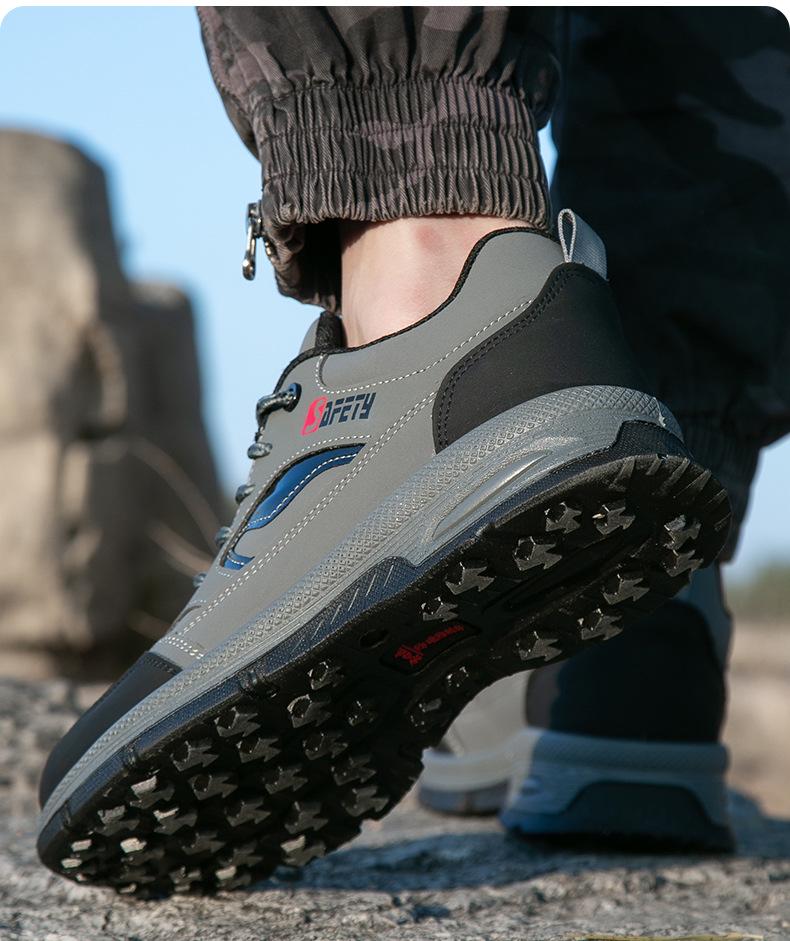 Men's Steel Toe Lightweight Breathable Protective Shoes for Construction - Anti-smash & Anti-puncture Low-top Safety Work Footwear